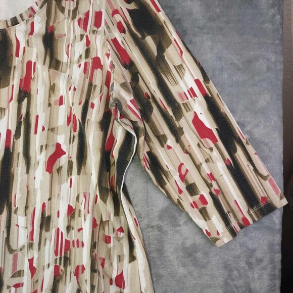 Chicos Women XL Tan Red Cotton Blend Y2k Versatile Abstract Casual Geometric Top - Picture 5 of 8